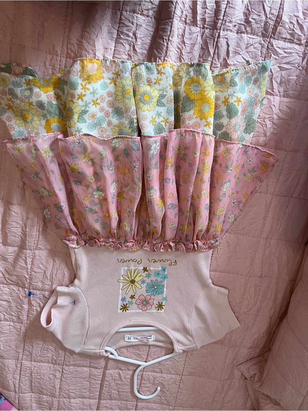 Pink Floral Tiered Casual Dress for Kids